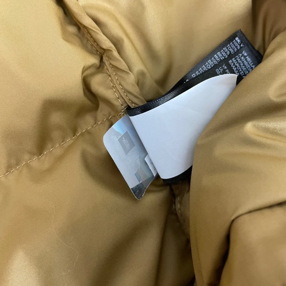 North Face 550 Down Puffer Vest Mens Large Quilted Insulated Tan Gold